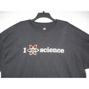 Hanes Black I Love Science Atomic Graphic Tee Shirt Unisex‎ Size 2XL